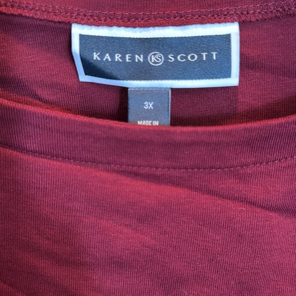 Karen Scott burgundy Core Tshirt NWT 3X - Picture 3 of 11